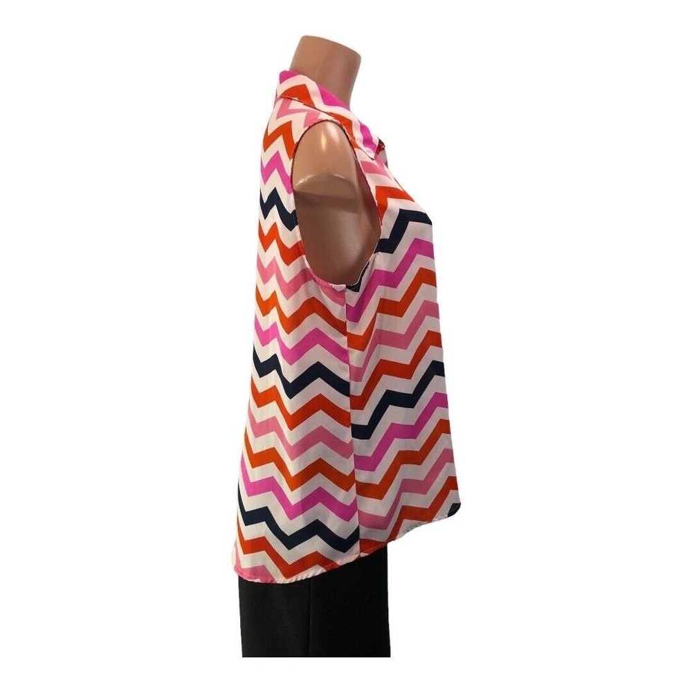 New Direction Size XL tunic blouse flowy Pink/white floral sleeveless v … - Picture 4 of 12